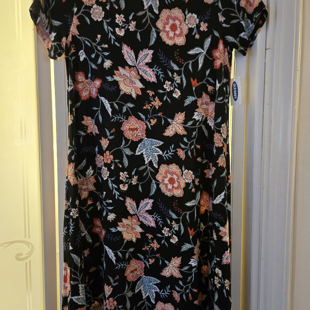 Old Navy Black Dress with Floral Design